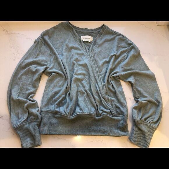 Antropologie Pastel Green Wrap Sweater Pullover Top Size S - Picture 6 of 12